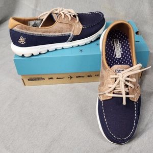 Womens Skechers On The Go Breezy Nautical Boat Shoes Size 8 Lightweight